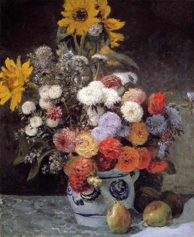 Pierre Auguste Renoir Mixed Flowers In An Earthware Pot